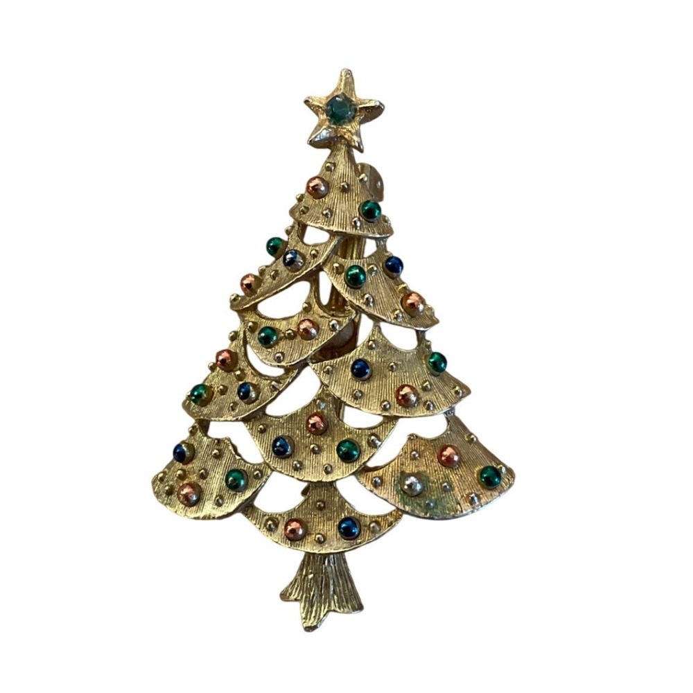 Vintage Gerrys Christmas Tree Brooch Festive Holiday Retro Mid-Century Pin